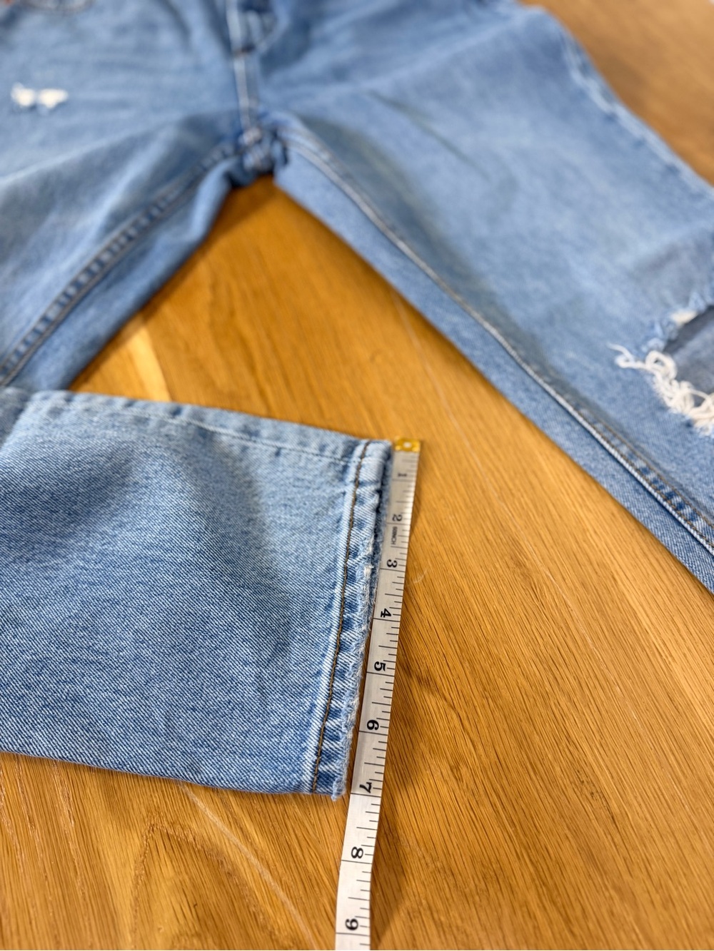 Free People Distressed Light Wash Straight Leg High Rise Jeans Size 28 - Picture 4 of 12